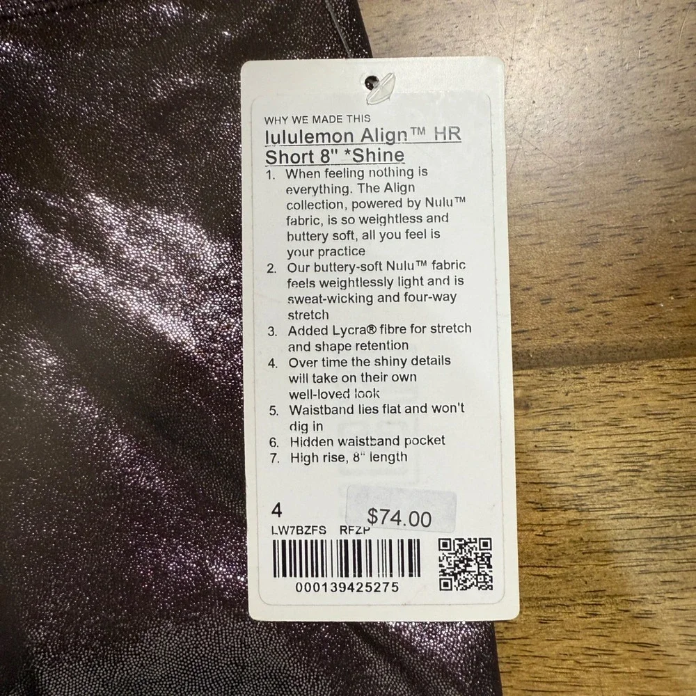 NEW Lululemon Align HR Shine Short‎ 8